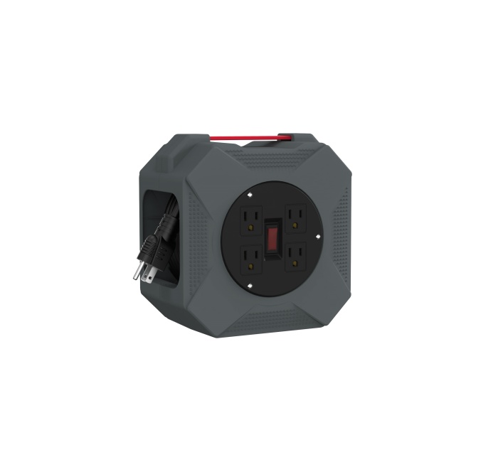 4 Outlets Plastic Cord Reel 45ft