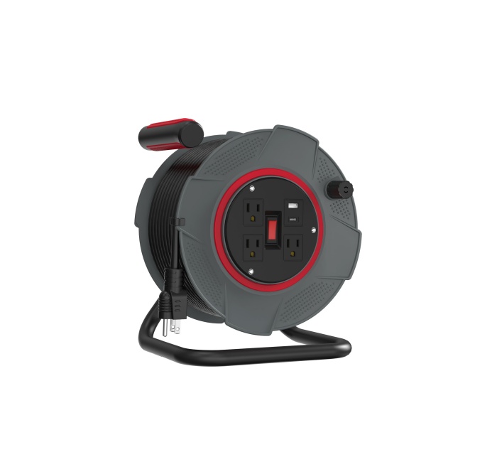 3outlets Usb Plastic Cord Reel 80ft